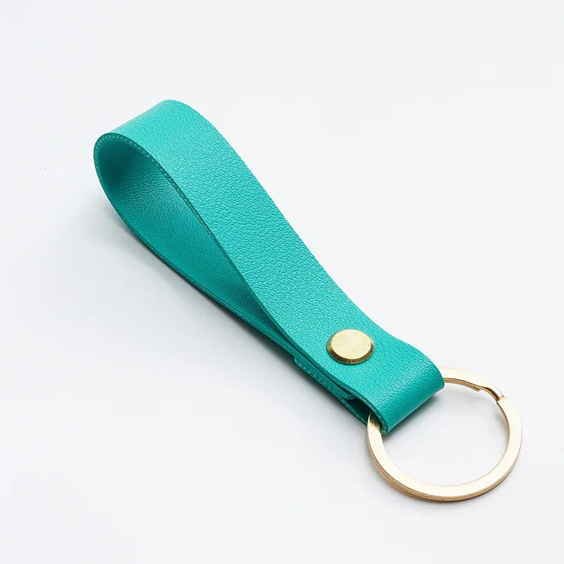 8 Colors PU Leather Keychain Business Gift Leather Key Chain Men Women Car Strap Waist Wallet KeyChains Keyrings