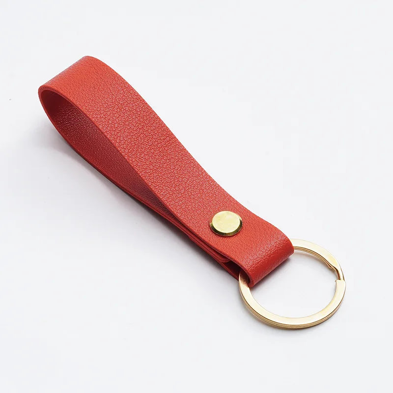 8 Colors PU Leather Keychain Business Gift Leather Key Chain Men Women Car Strap Waist Wallet KeyChains Keyrings