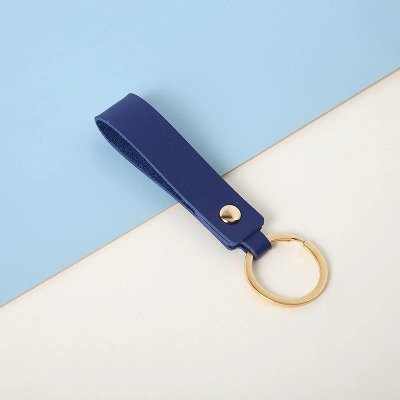 8 Colors PU Leather Keychain Business Gift Leather Key Chain Men Women Car Strap Waist Wallet KeyChains Keyrings