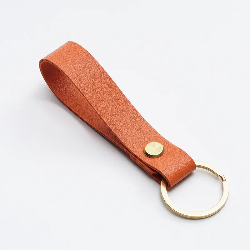 8 Colors PU Leather Keychain Business Gift Leather Key Chain Men Women Car Strap Waist Wallet KeyChains Keyrings