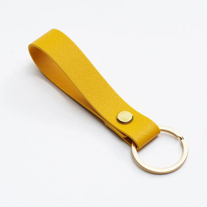 8 Colors PU Leather Keychain Business Gift Leather Key Chain Men Women Car Strap Waist Wallet KeyChains Keyrings