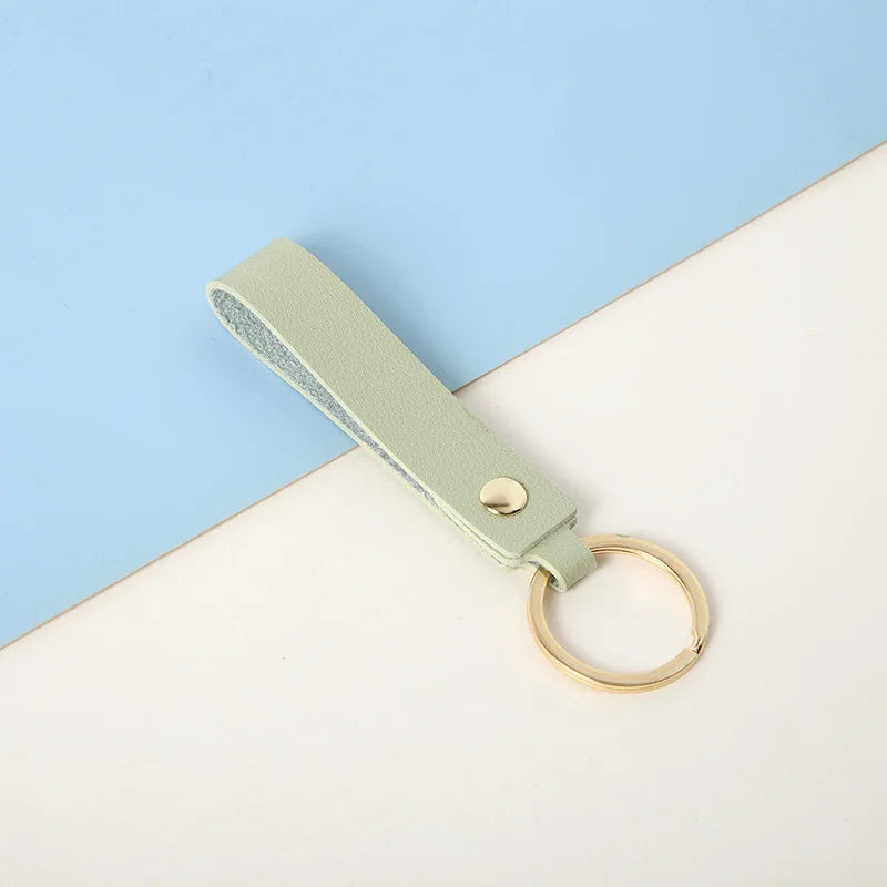 8 Colors PU Leather Keychain Business Gift Leather Key Chain Men Women Car Strap Waist Wallet KeyChains Keyrings