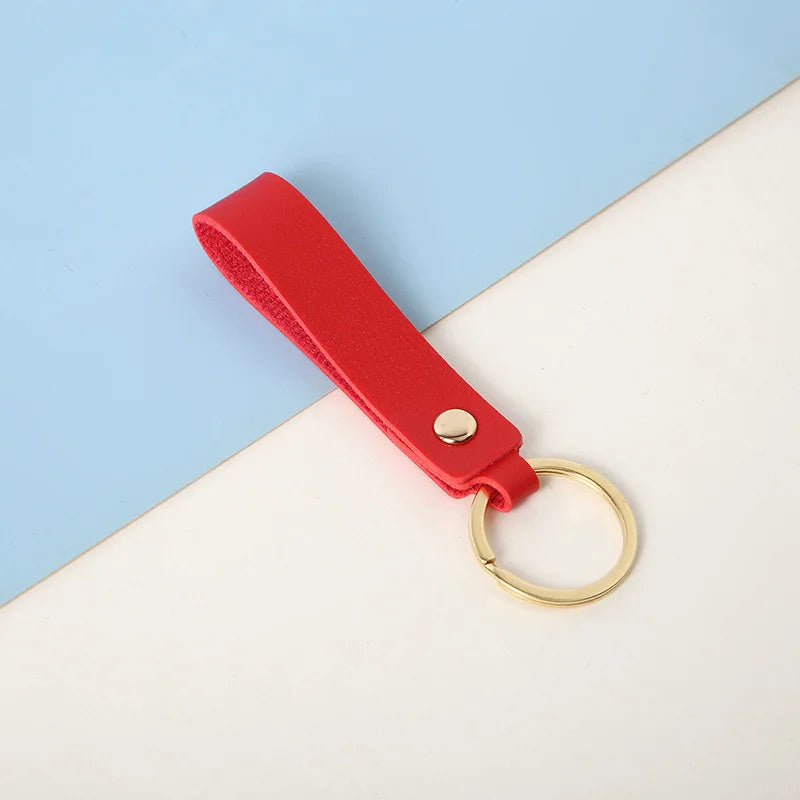 8 Colors PU Leather Keychain Business Gift Leather Key Chain Men Women Car Strap Waist Wallet KeyChains Keyrings
