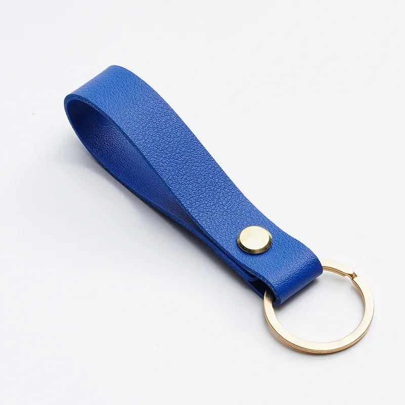 8 Colors PU Leather Keychain Business Gift Leather Key Chain Men Women Car Strap Waist Wallet KeyChains Keyrings