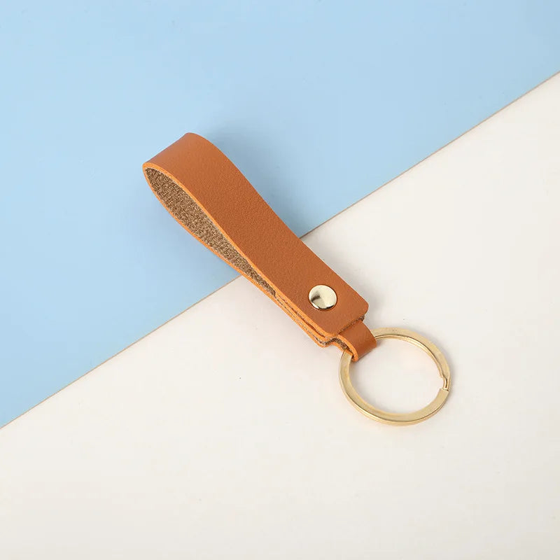 8 Colors PU Leather Keychain Business Gift Leather Key Chain Men Women Car Strap Waist Wallet KeyChains Keyrings