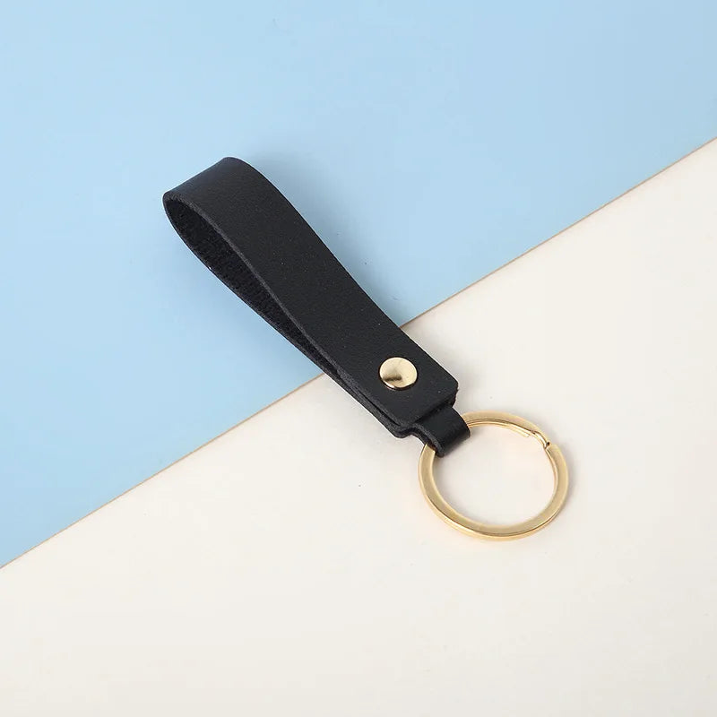8 Colors PU Leather Keychain Business Gift Leather Key Chain Men Women Car Strap Waist Wallet KeyChains Keyrings