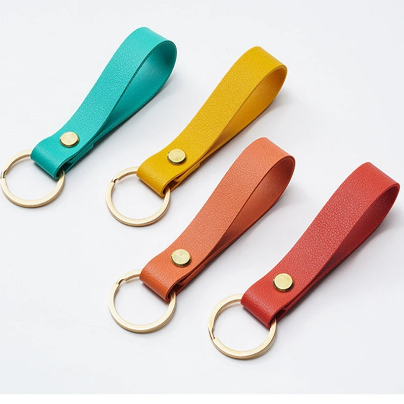 8 Colors PU Leather Keychain Business Gift Leather Key Chain Men Women Car Strap Waist Wallet KeyChains Keyrings