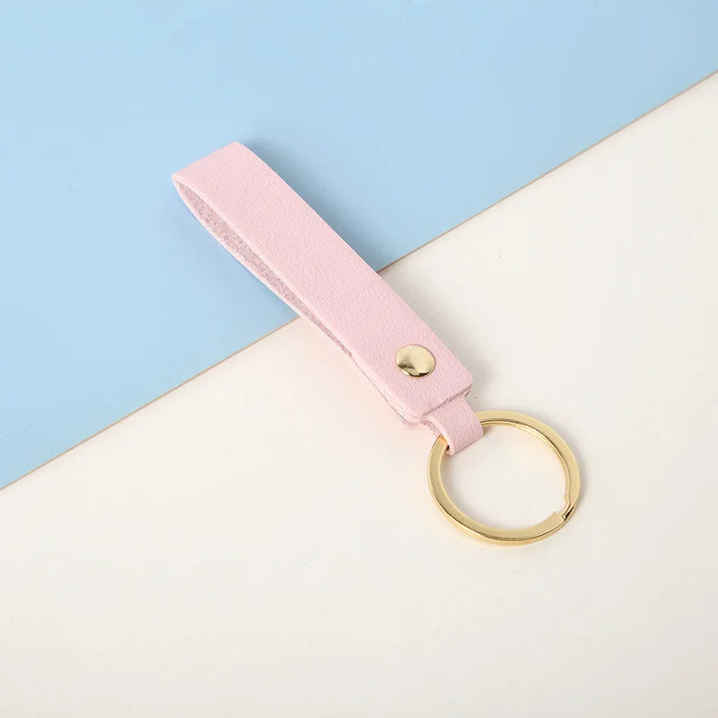 8 Colors PU Leather Keychain Business Gift Leather Key Chain Men Women Car Strap Waist Wallet KeyChains Keyrings
