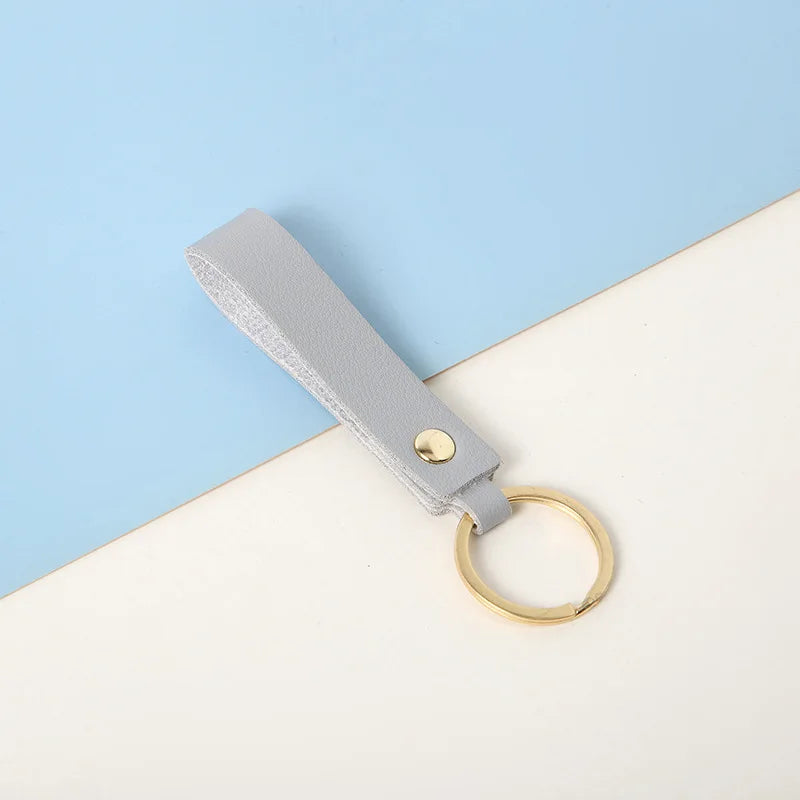 8 Colors PU Leather Keychain Business Gift Leather Key Chain Men Women Car Strap Waist Wallet KeyChains Keyrings